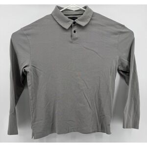 Banana Republic Polo Shirt Men's Long Sleeve Button Up Gray Classic Fit Size XL